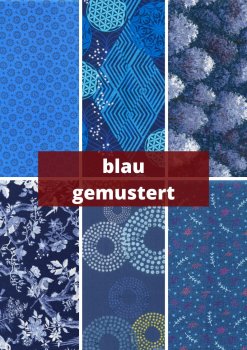 6 verschiedene Stoffe - blau gemustert